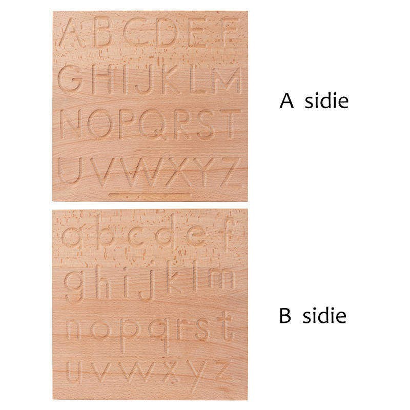 Montessori English Alphabet Board Number Solid Wood Groove Montessori Letter Board