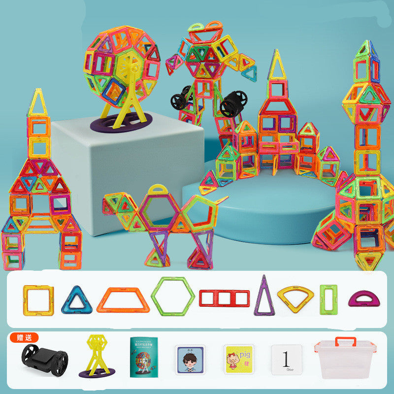 Magnetic Piece Building Blocks Change Pulling Magnetic Piece Children Early Educational Toy Set Magnetic Piece 199 Piece Set