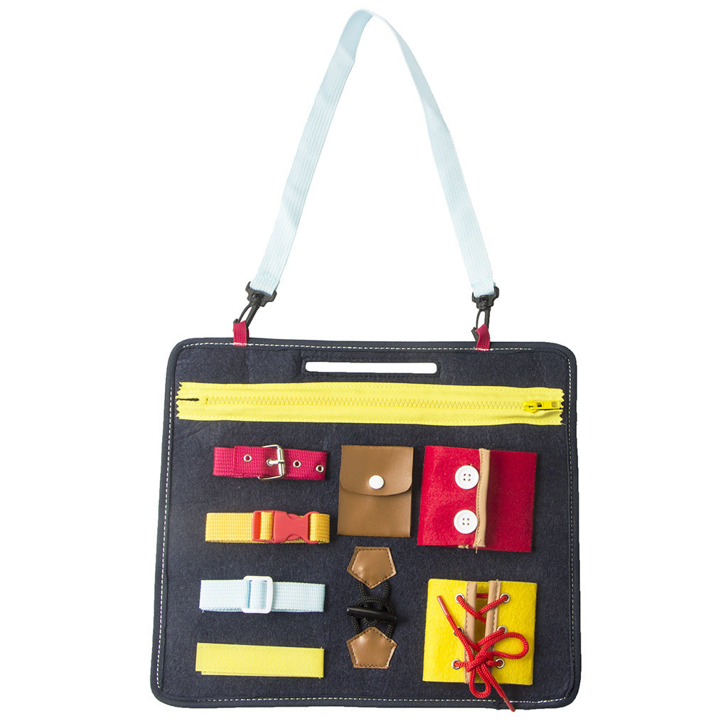 Baby learning dressing buckle zipper learning board Black learning board