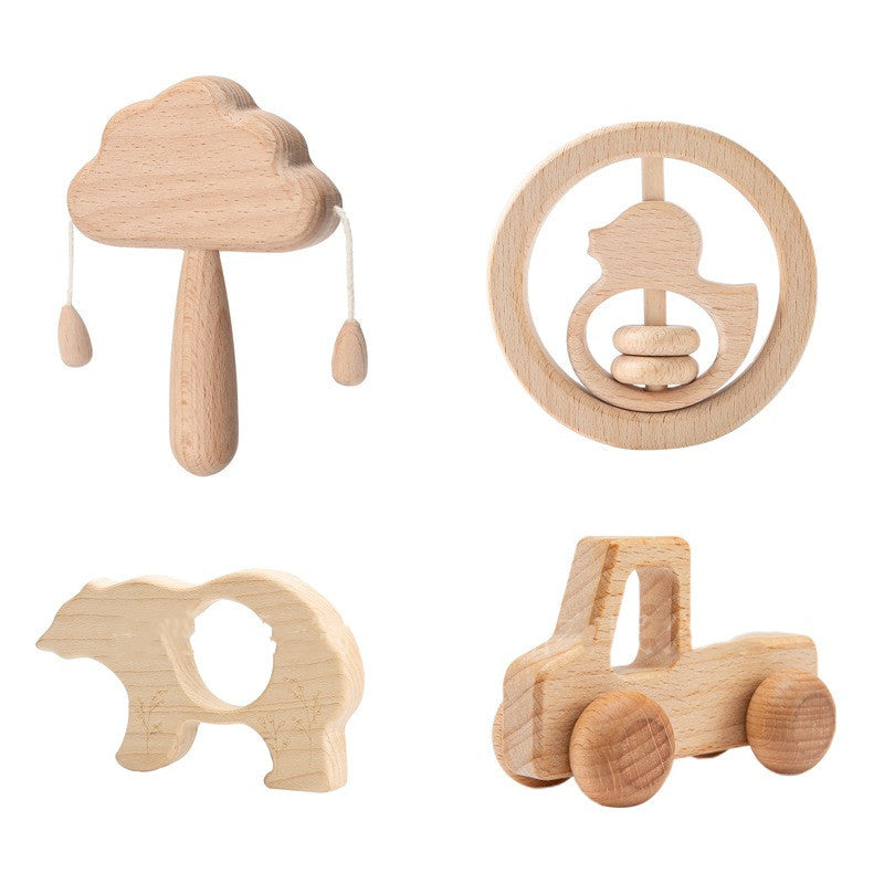 Wooden Cloud Rattle Set Infant Montessori Early Education Toys Set3
