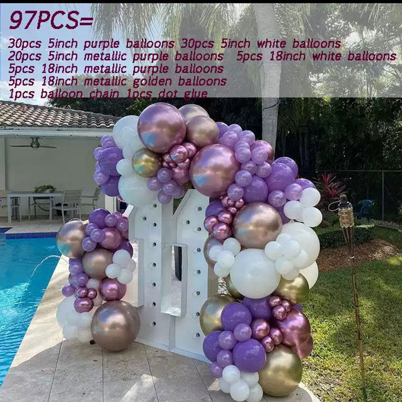 Balloon Arch Kit Garland Decoration Background Ornament Purple and White Package