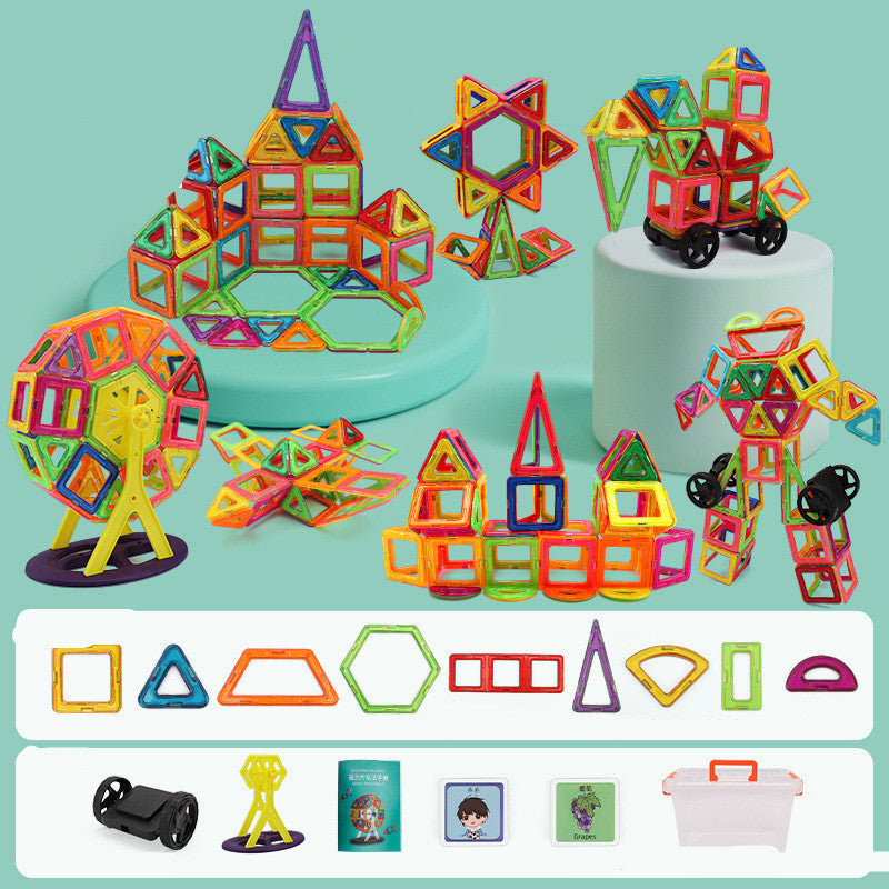 Magnetic Piece Building Blocks Change Pulling Magnetic Piece Children Early Educational Toy Set Magnetic Piece 158 Piece Set
