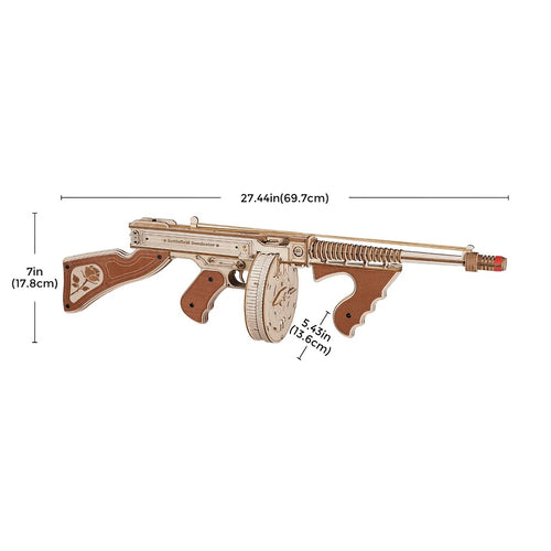 Rokr Thompson Submachine Gun Toy Gift For Boys Wooden Puzzle LQB01 Firing Model