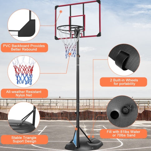 Portable Basketball Hoop System Stand Height Adjustable 7.5ft - 9.2ft With 32 Inch