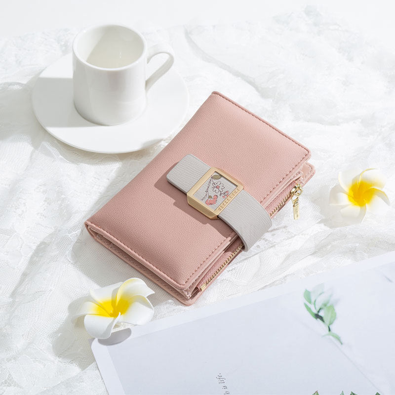 Three-Fold Zipper Short Women's Wallet