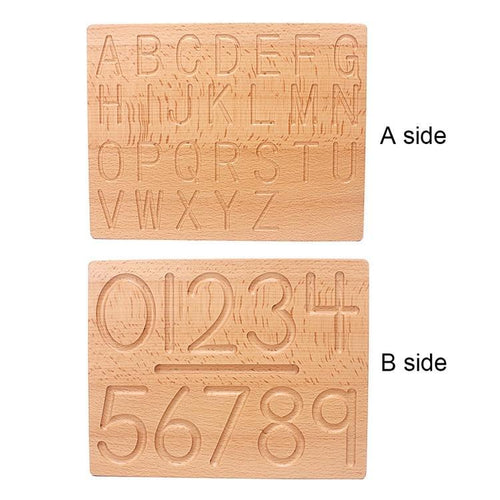 Wooden concave-convex groove calligraphy board Early education Montessori numbers and letters geometry beech braille board