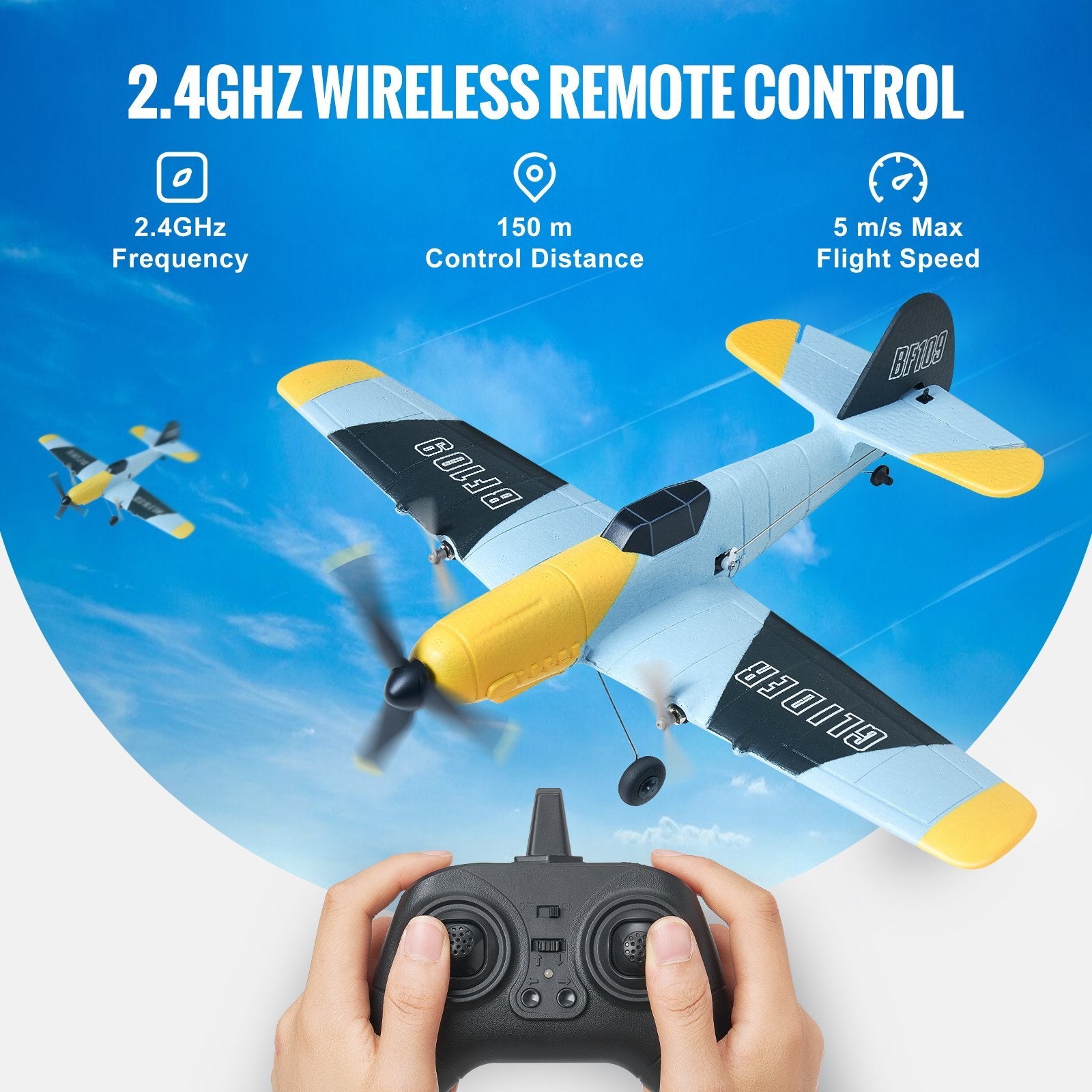 VEVOR RC Airplane WWII Fighter EPP Foam RC Plane Toy With 2.4 GHz Remote Control