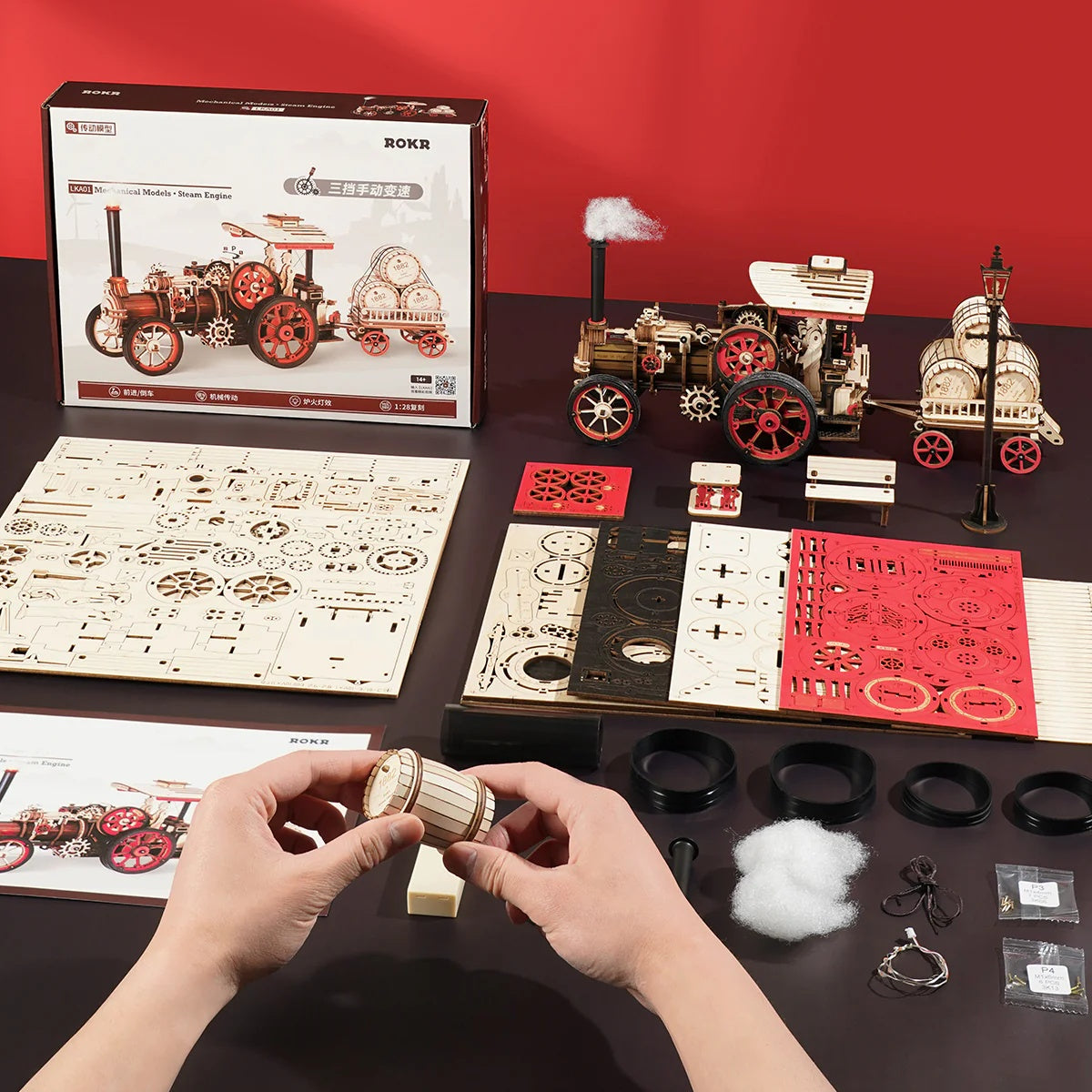 ROKR Steam Engine Mechanical 3D Wooden Puzzle