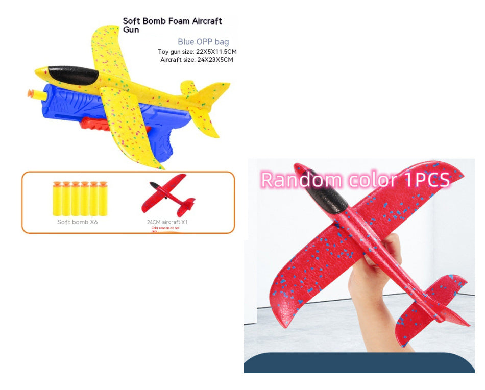 Ejection Foam Airplane Children's Toy Foam Gun Blue Set