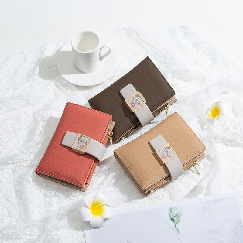 Three-Fold Zipper Short Women's Wallet