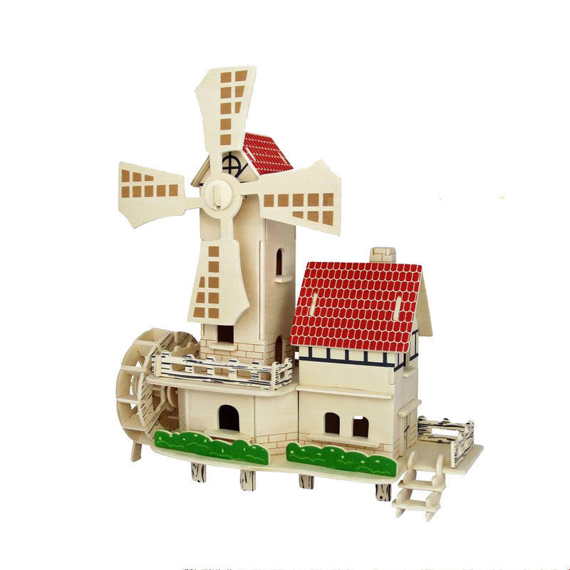 Wooden Puzzle Custom Blocks Windmill