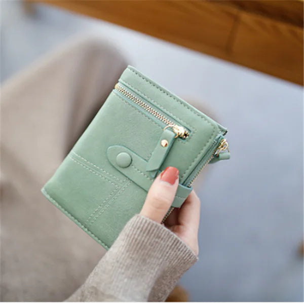 Zipper Buckle Double Fold Clutch Bag