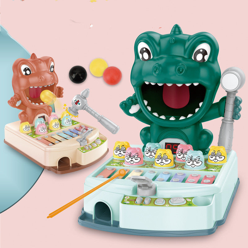 Children's Educational Fun Electric Dinosaur Hitting Hamster Ejection Sound And Light Early Education Multifunctional Game Toy