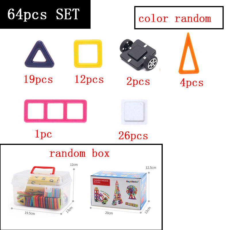 Magnetic Piece Building Blocks Change Pulling Magnetic Piece Children Early Educational Toy Set Magnetic Piece 64 Pieces