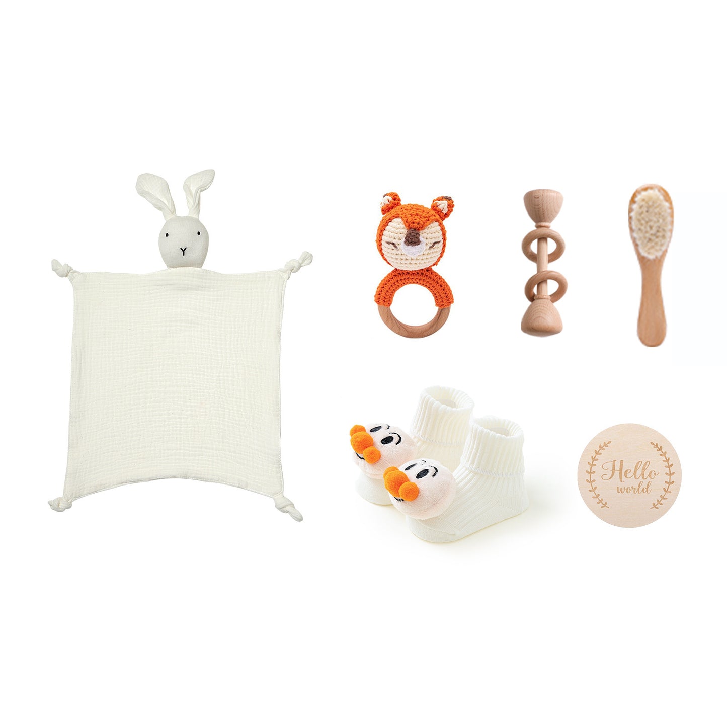 Infant Comfort Rattle Rabbit Bath Towel Gift Set Fox