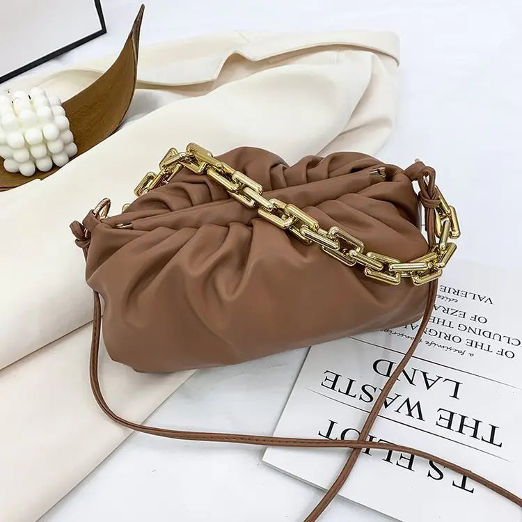 Korean Plush Fold Fashion Chain Cloud Handbag