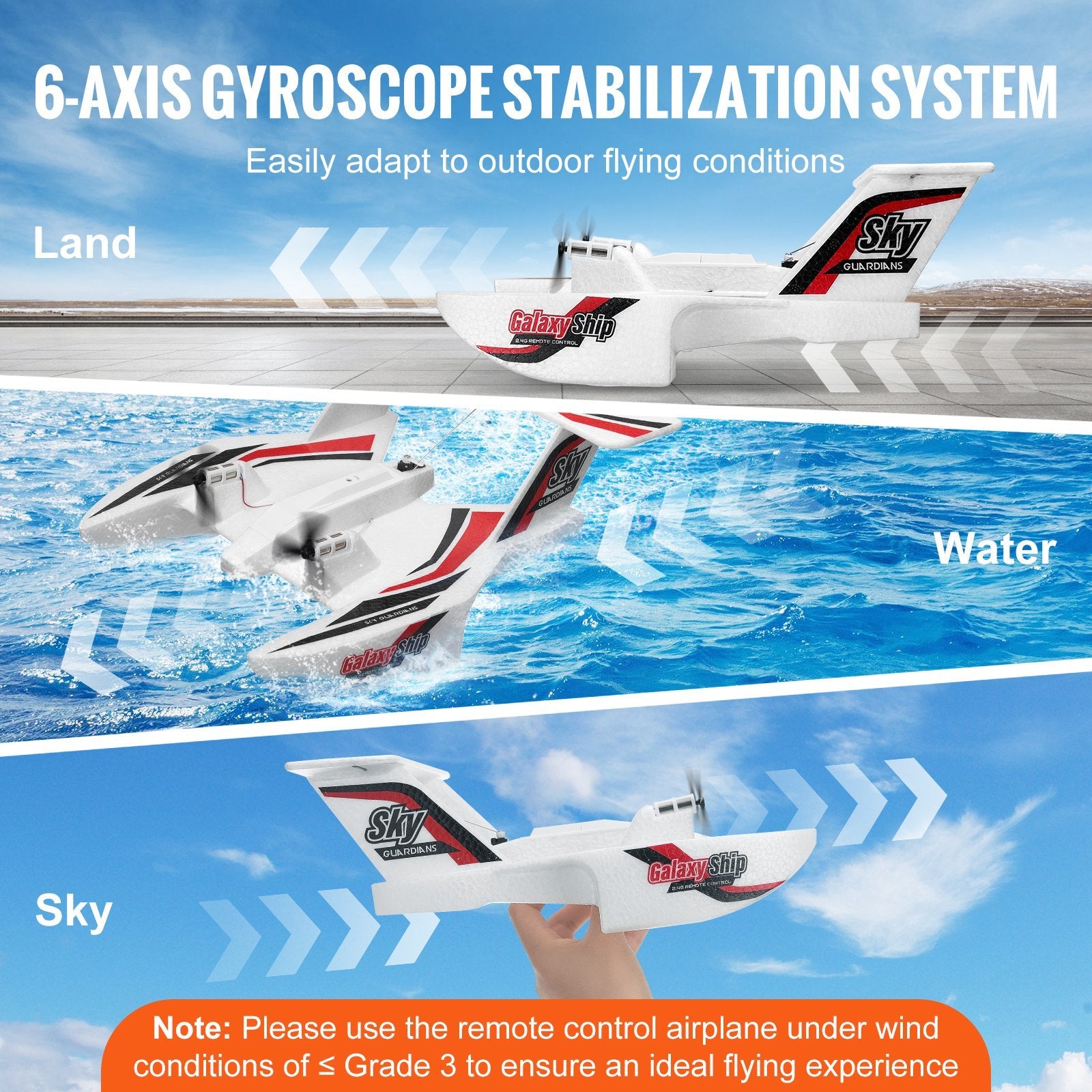 VEVOR RC Airplane Amphibious EPP Foam RC Plane Toy With 2.4 GHz Remote Control