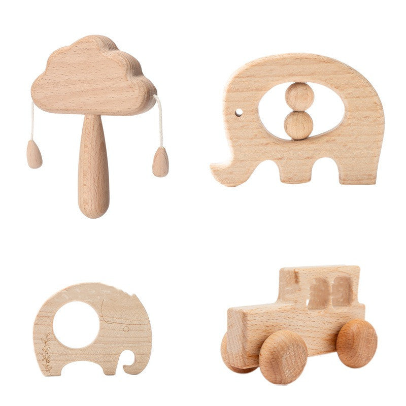 Wooden Cloud Rattle Set Infant Montessori Early Education Toys Set 2