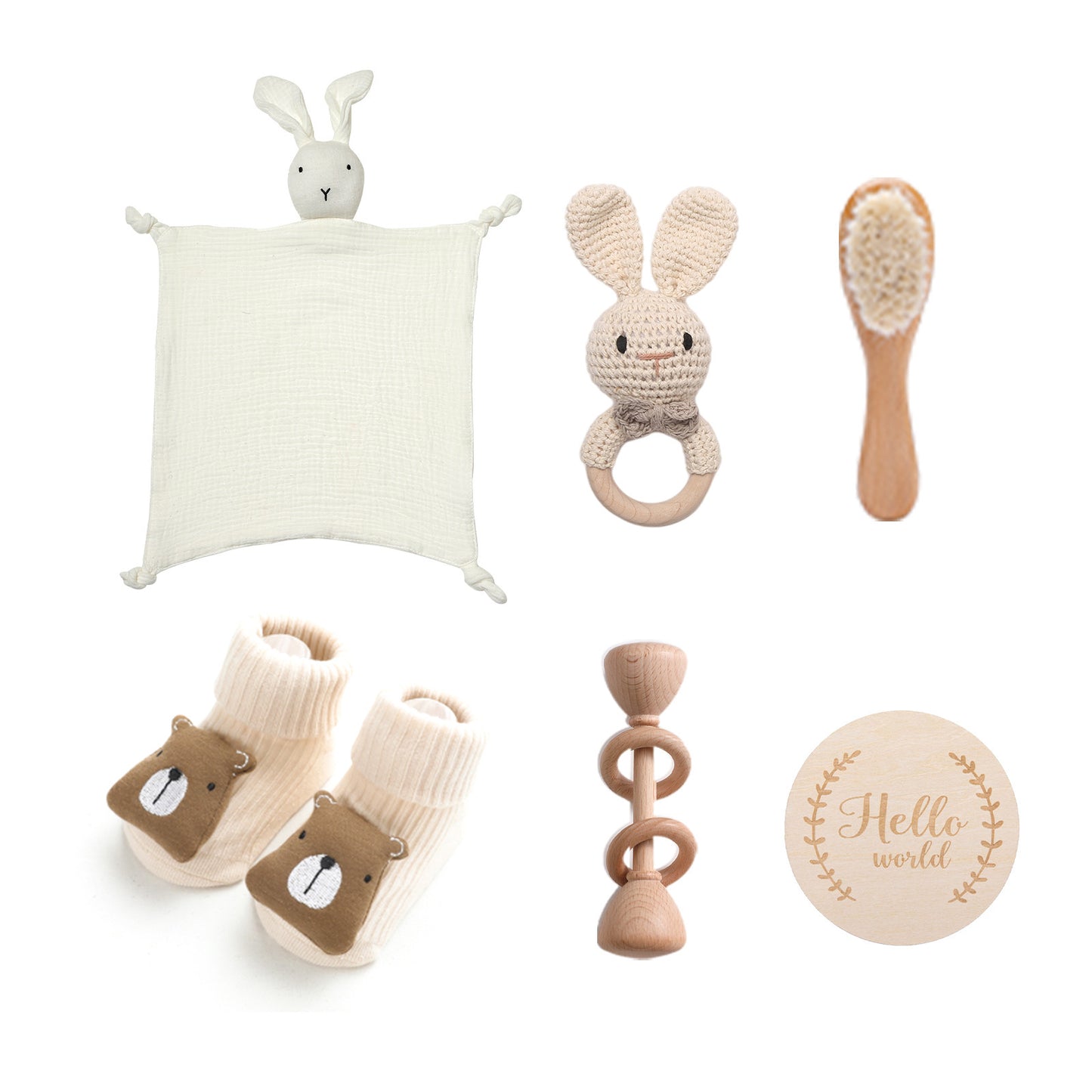 Infant Comfort Rattle Rabbit Bath Towel Gift Set White