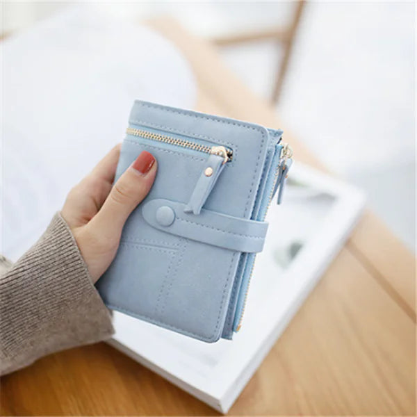 Zipper Buckle Double Fold Clutch Bag