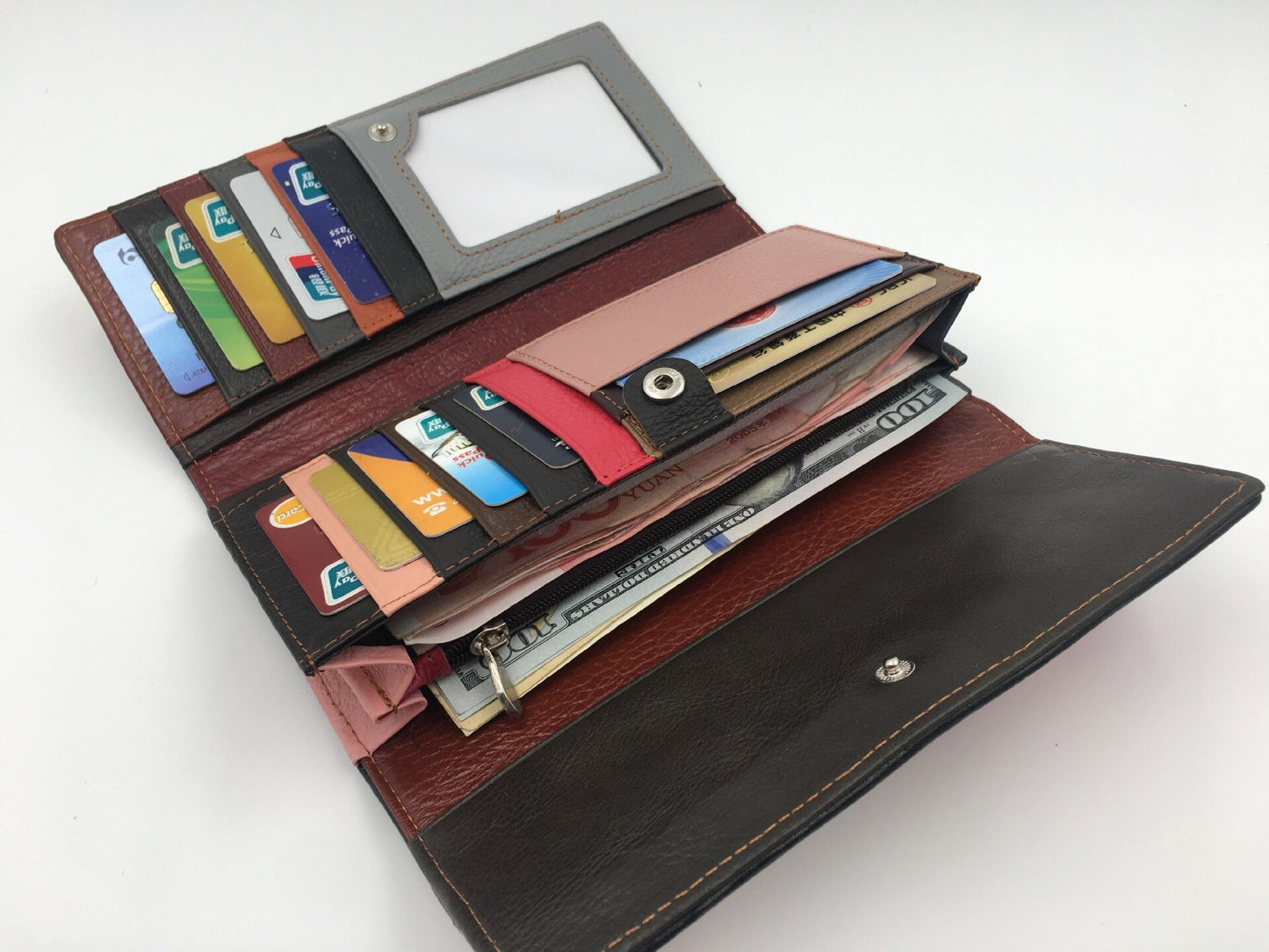 Women's Patchwork Leather Wallets Trendy Boho Styles