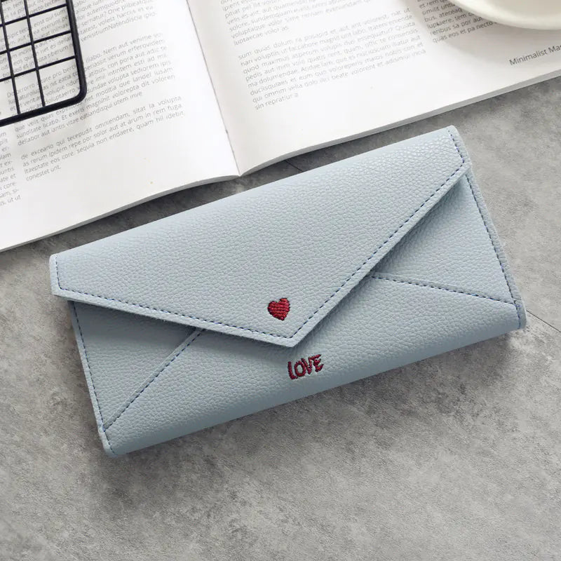 Women's Heart-Shaped Embroidery 2-Fold Wallet