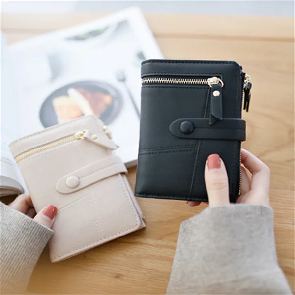 Zipper Buckle Double Fold Clutch Bag