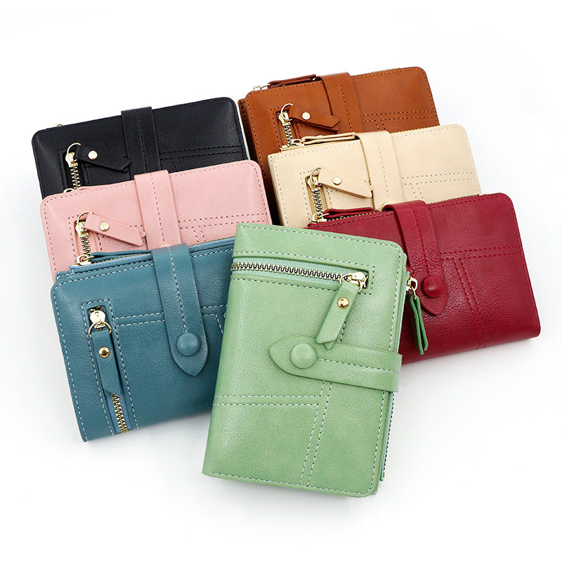 Zipper Buckle Double Fold Clutch Bag