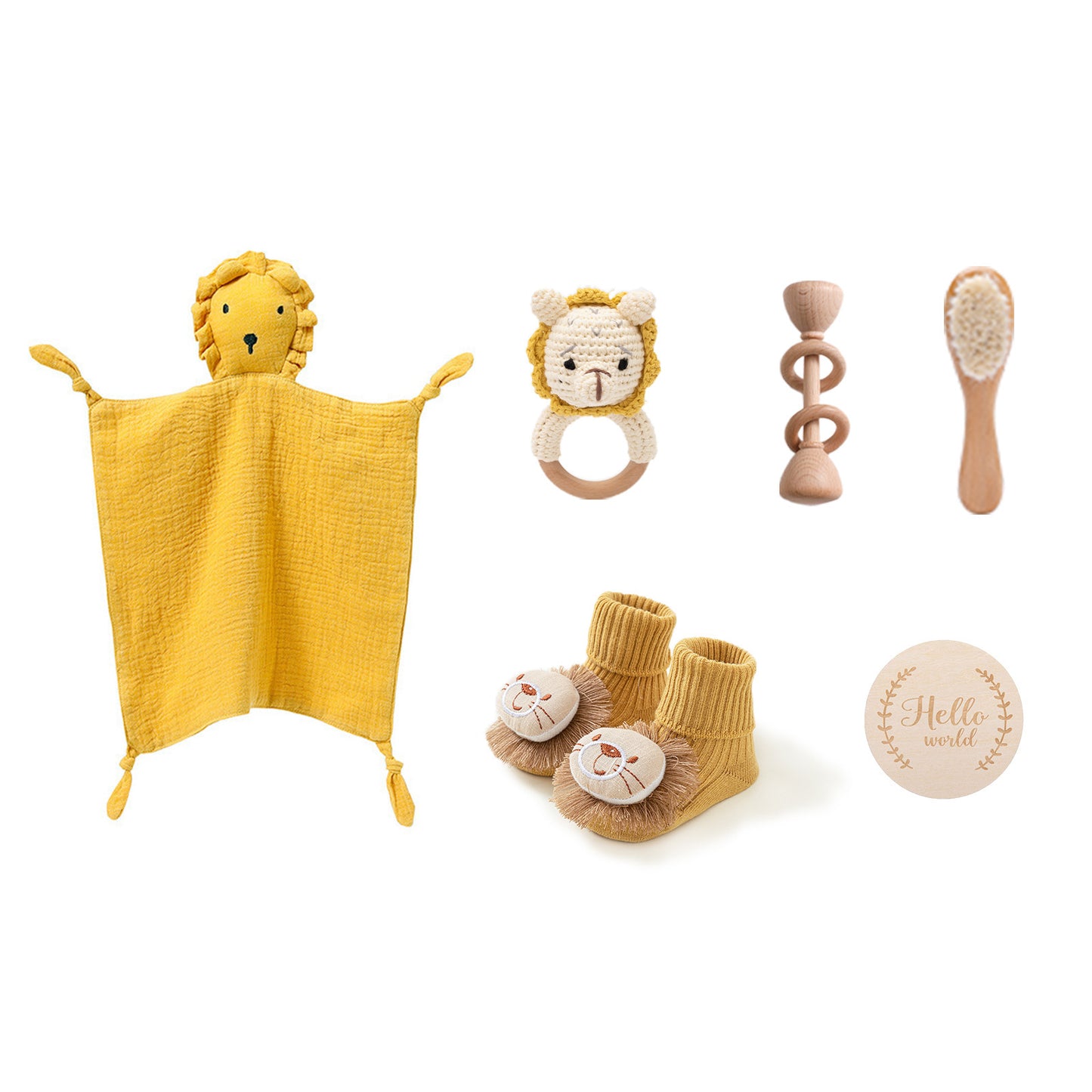 Infant Comfort Rattle Rabbit Bath Towel Gift Set Lion
