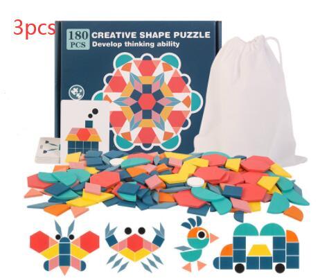 Creative Tangram Wooden Puzzle Early Learning Puzzle Toy 3PCS