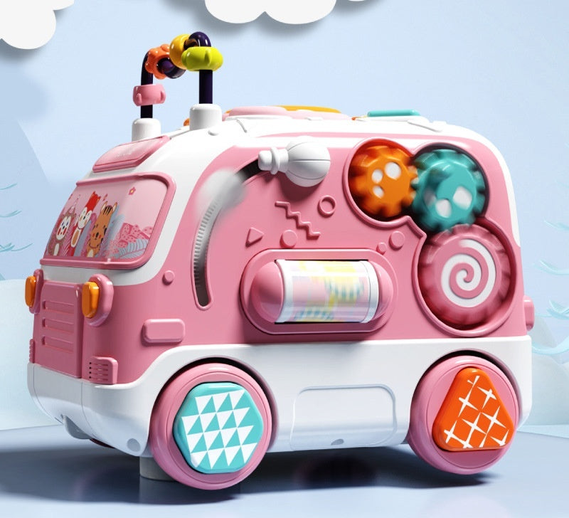 Fun Puzzle Bus Early Education Children Enlightenment Electric Sound And Light Universal Toy Car