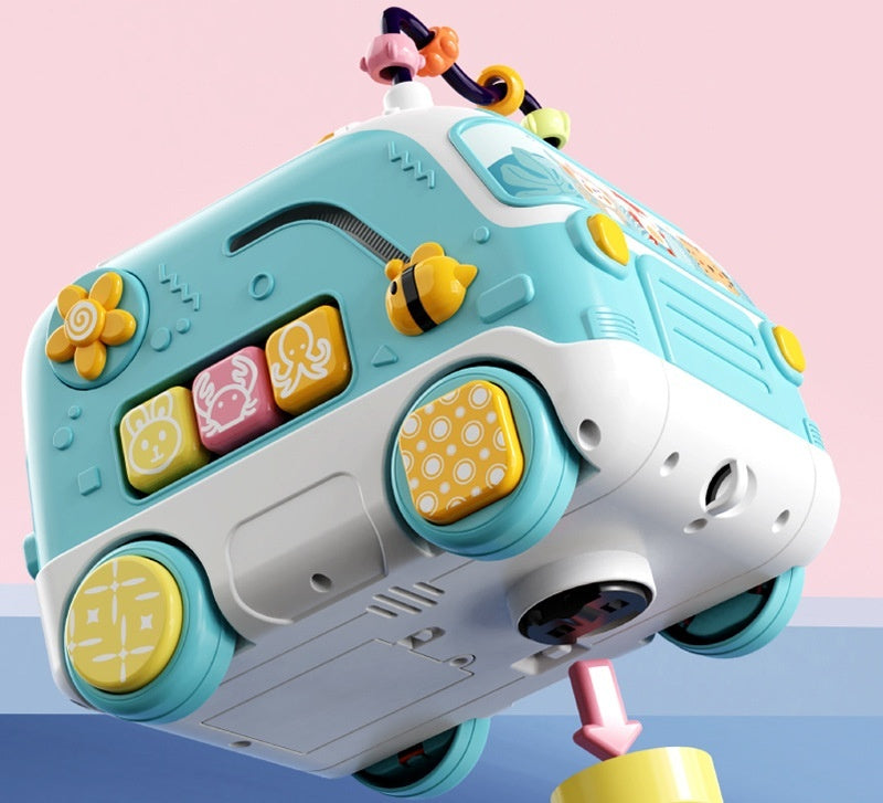 Fun Puzzle Bus Early Education Children Enlightenment Electric Sound And Light Universal Toy Car