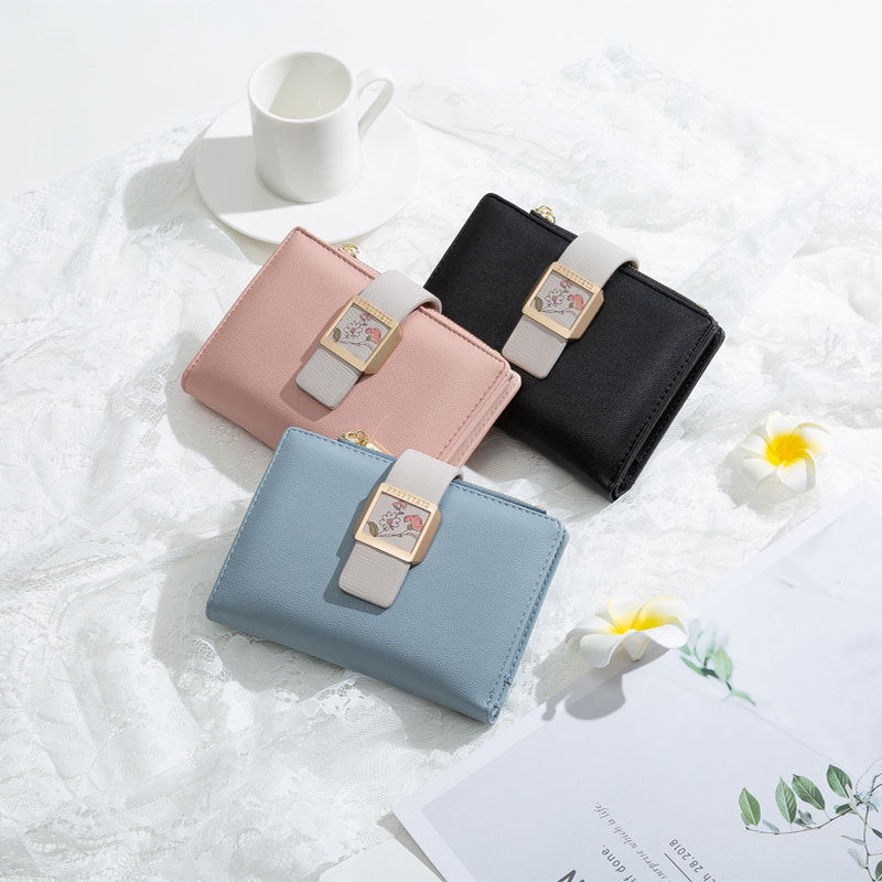 Three-Fold Zipper Short Women's Wallet