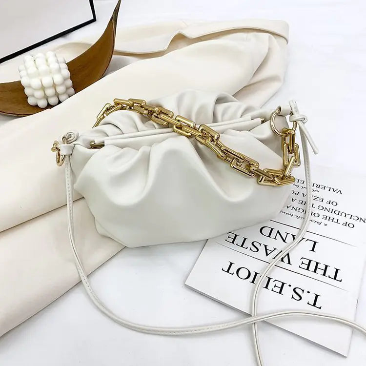 Korean Plush Fold Fashion Chain Cloud Handbag