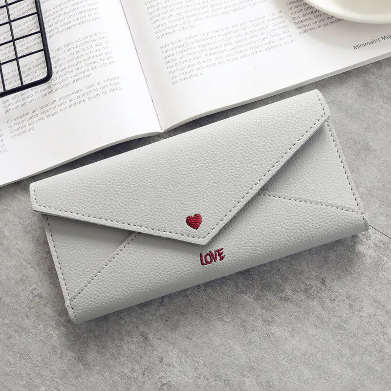 Women's Heart-Shaped Embroidery 2-Fold Wallet