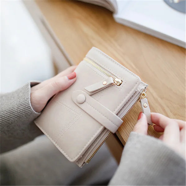 Zipper Buckle Double Fold Clutch Bag