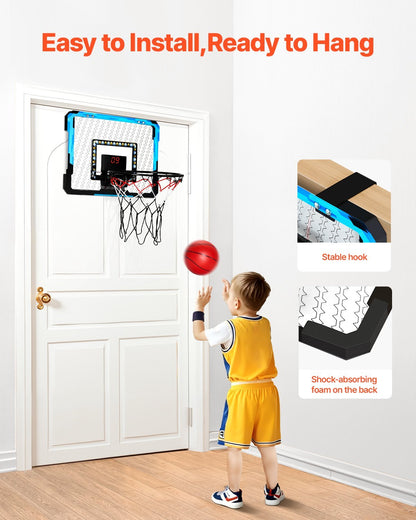 Kids Basketball Hoop With LED Lights & Audio Scoreboard Indoor Basketball Hoop