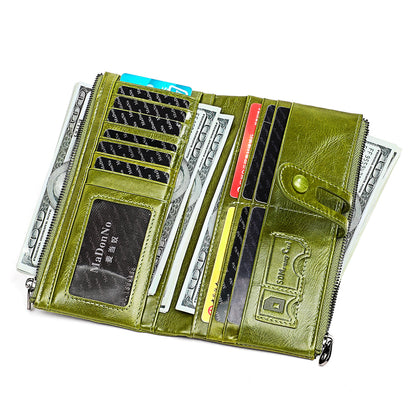 Top Layer Leather Tri-Fold Wallet
