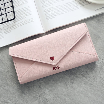 Women's Heart-Shaped Embroidery 2-Fold Wallet