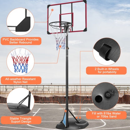 Portable Basketball Hoop System Stand Height Adjustable 7.5ft - 9.2ft With 32 Inch