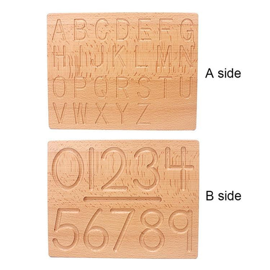 Wooden concave-convex groove calligraphy board Early education Montessori numbers and letters geometry beech braille board