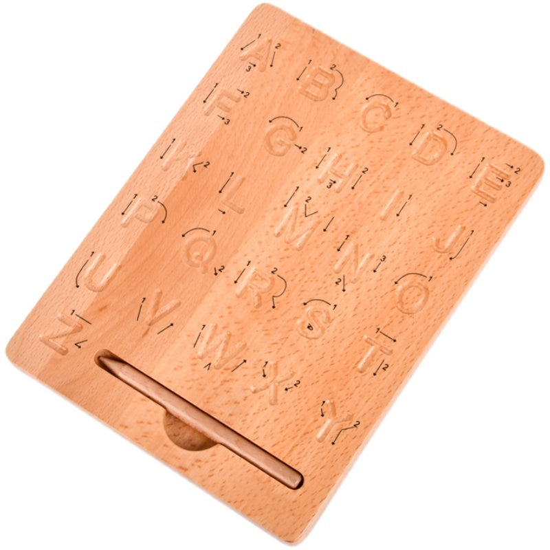 Montessori English Alphabet Board Number Solid Wood Groove