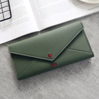 Women's Heart-Shaped Embroidery 2-Fold Wallet