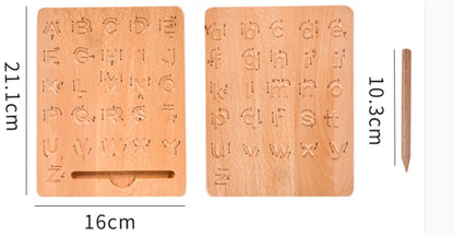 Montessori English Alphabet Board Number Solid Wood Groove