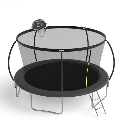 14 FT TRAMPOLINE PUMPKING STYLE WITH BASKETBALL HOOP