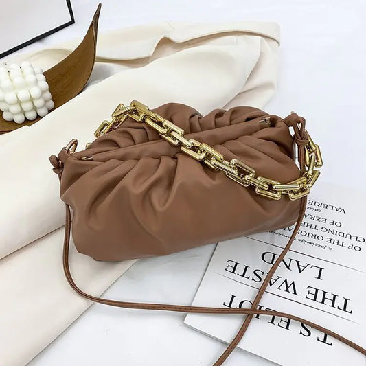Korean Plush Fold Fashion Chain Cloud Handbag