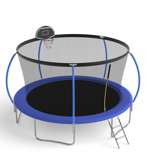 14 FT TRAMPOLINE PUMPKING STYLE WITH BASKETBALL HOOP