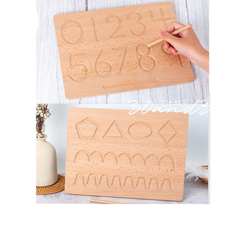 Montessori English Alphabet Board Number Solid Wood Groove Montessori Digital Tablet