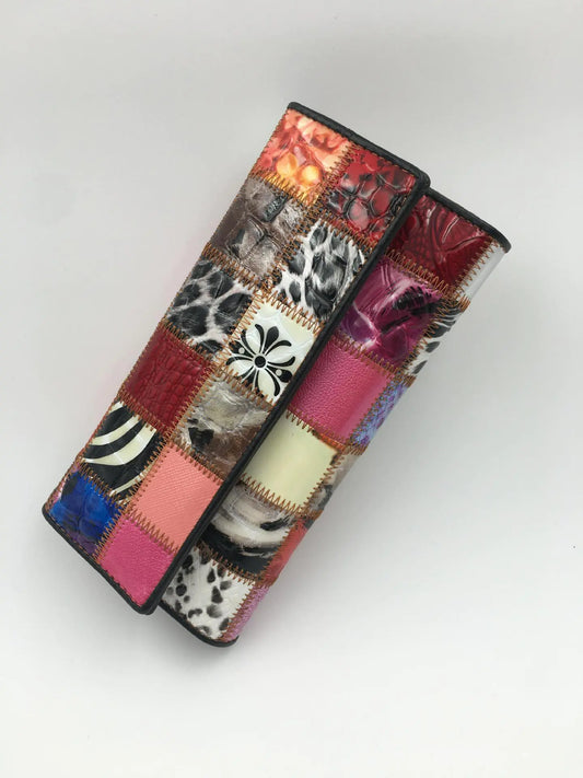 Women's Patchwork Leather Wallets Trendy Boho Styles