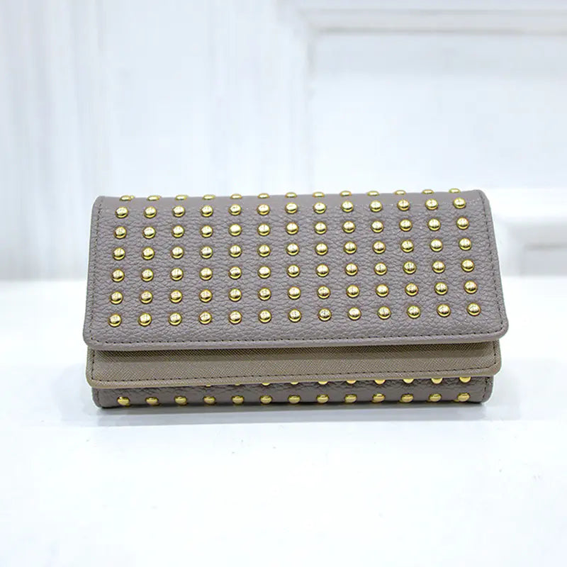 Women's Three-fold Wallet with Rivet Design